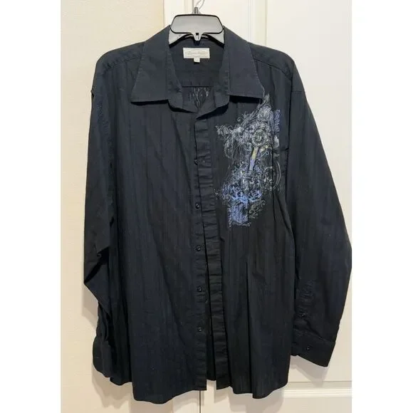 Eighty Eight Shirt Mens XXL Black Long Sleeve Cross - Picture 1 of 6